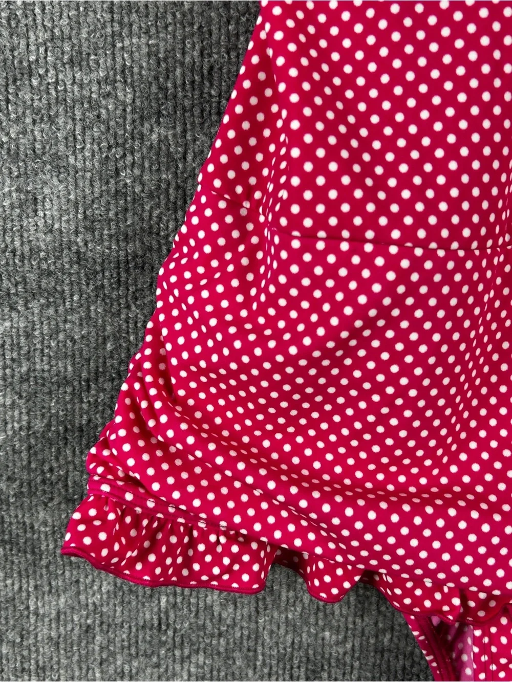 NWT Lands End Girls Hot Pink Polka Dot Ruffle One Piece Swimsuit Bathing Suit 14